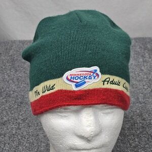Minnesota Wild Hockey Knit Beanie Green‎ Red Adult League Y2K